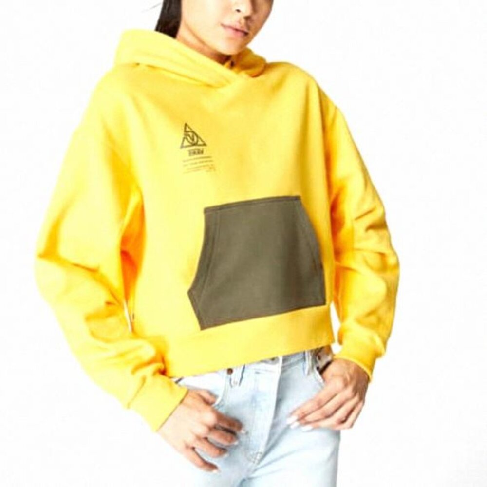 VANS 66 Supply 2 Hoodie Yellow Cotton Blend Prints VN0A5DS785W Womens Back Chest